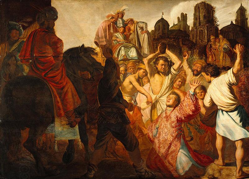 REMBRANDT Harmenszoon van Rijn The Stoning of saint Stephen China oil painting art